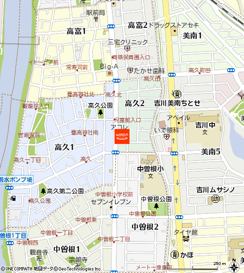 アコレ吉川高久店付近の地図